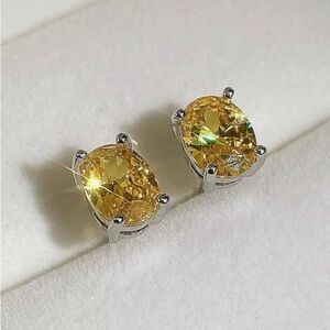 💛 NEW Radiant Yellow Oval Crystal Gemstone Earrings 💛